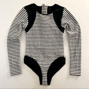 Seafolly one piece black and white stripe bathing suit kids 6